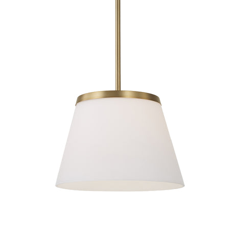 Camron Pendant 13", Aged Brass and Opal Glass