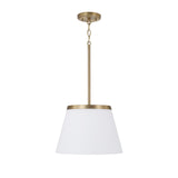 Camron Pendant 13", Aged Brass and Opal Glass