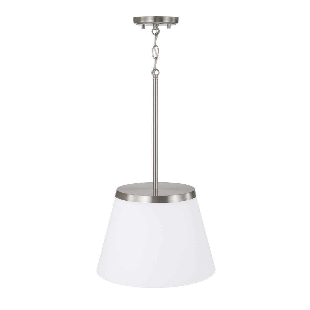 Camron Pendant 13", Brushed Nickel and Opal Glass