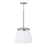 Camron Pendant 13", Brushed Nickel and Opal Glass