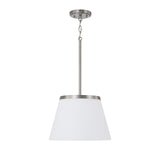 Camron Pendant 13", Brushed Nickel and Opal Glass