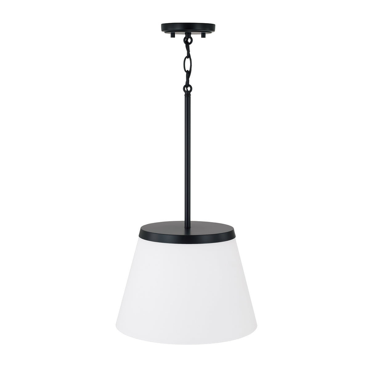 Camron Pendant 13", Matte Black and Opal Glass