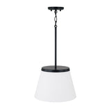 Camron Pendant 13", Matte Black and Opal Glass