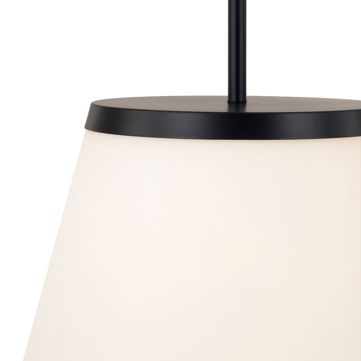 Camron Pendant 13", Matte Black and Opal Glass
