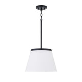 Camron Pendant 13", Matte Black and Opal Glass