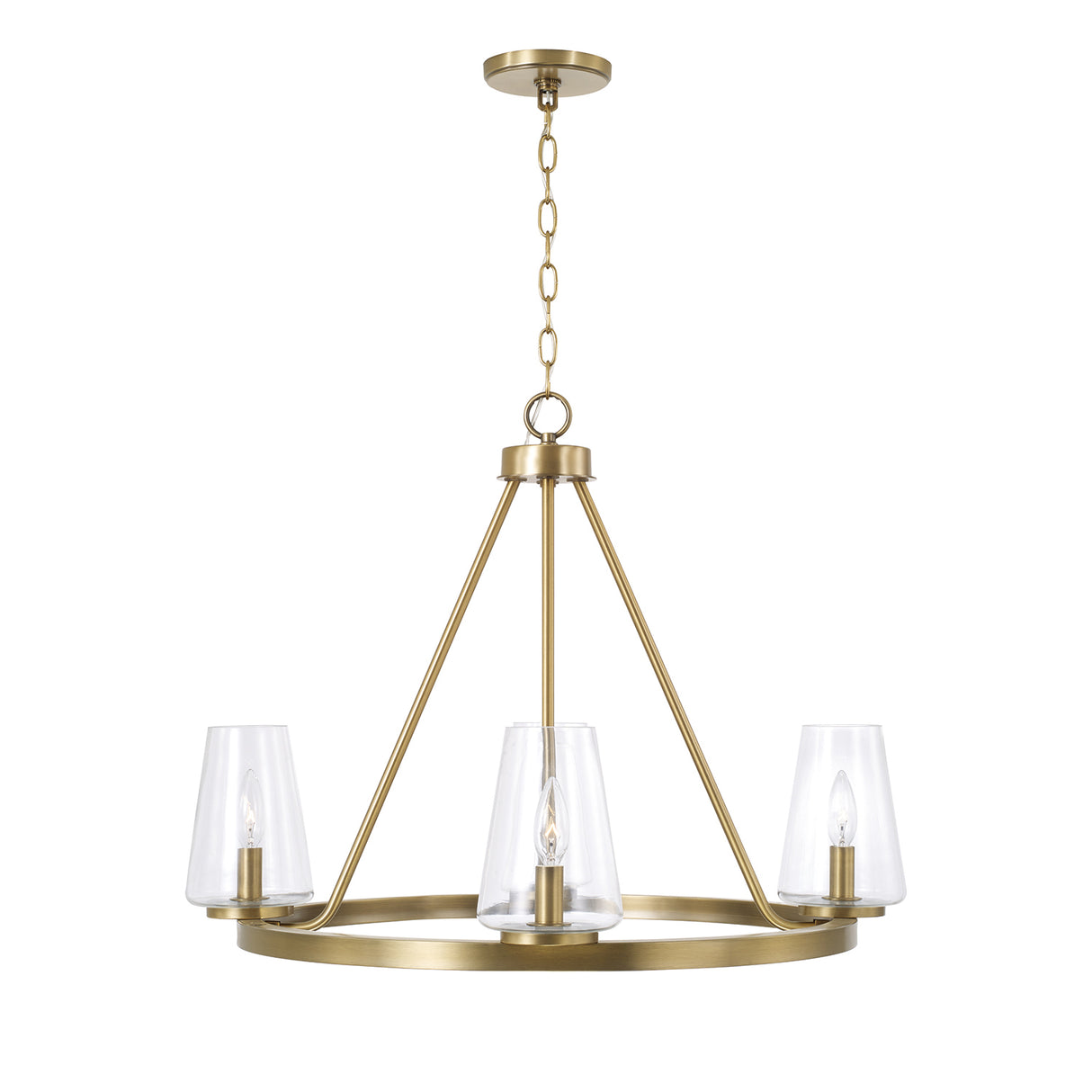 Darlene 4 Light Chandelier 28", Aged Brass