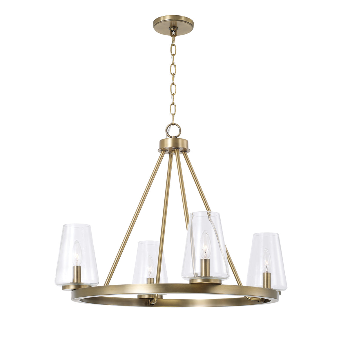 Darlene 4 Light Chandelier 28", Aged Brass