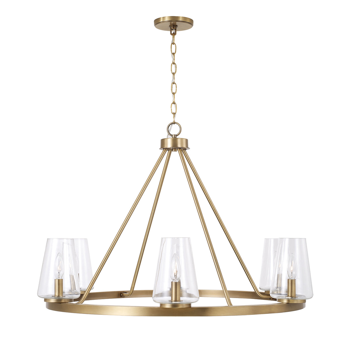 Darlene 6 Light Chandelier 36", Aged Brass