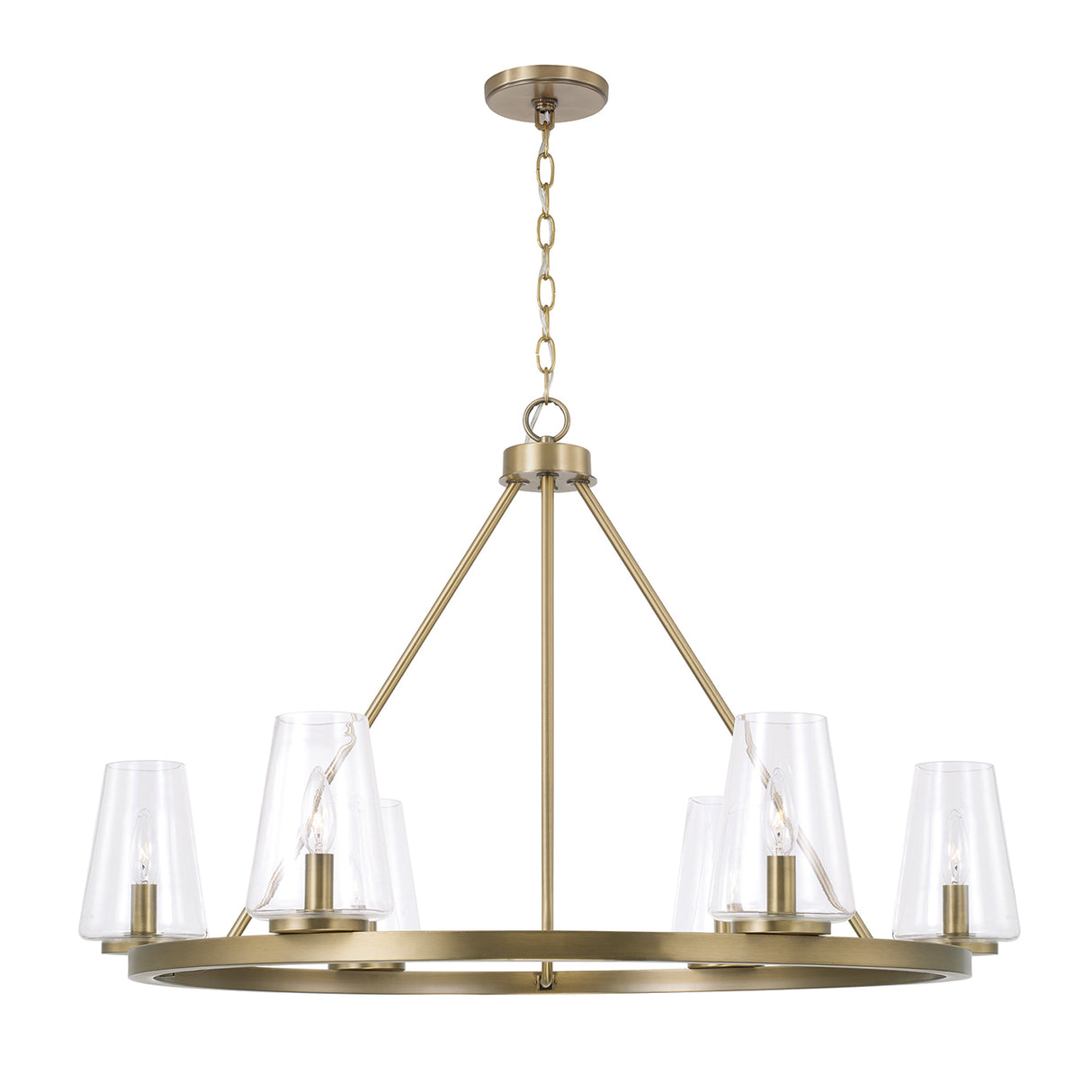Darlene 6 Light Chandelier 36", Aged Brass