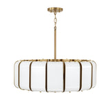 Cian LED Chandelier 27", Aged Brass and Milk Glass
