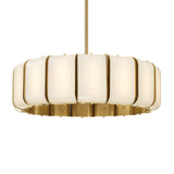 Cian LED Chandelier 27", Aged Brass and Milk Glass