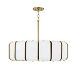 Cian LED Chandelier 27", Aged Brass and Milk Glass