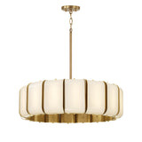Cian LED Chandelier 27", Aged Brass and Milk Glass