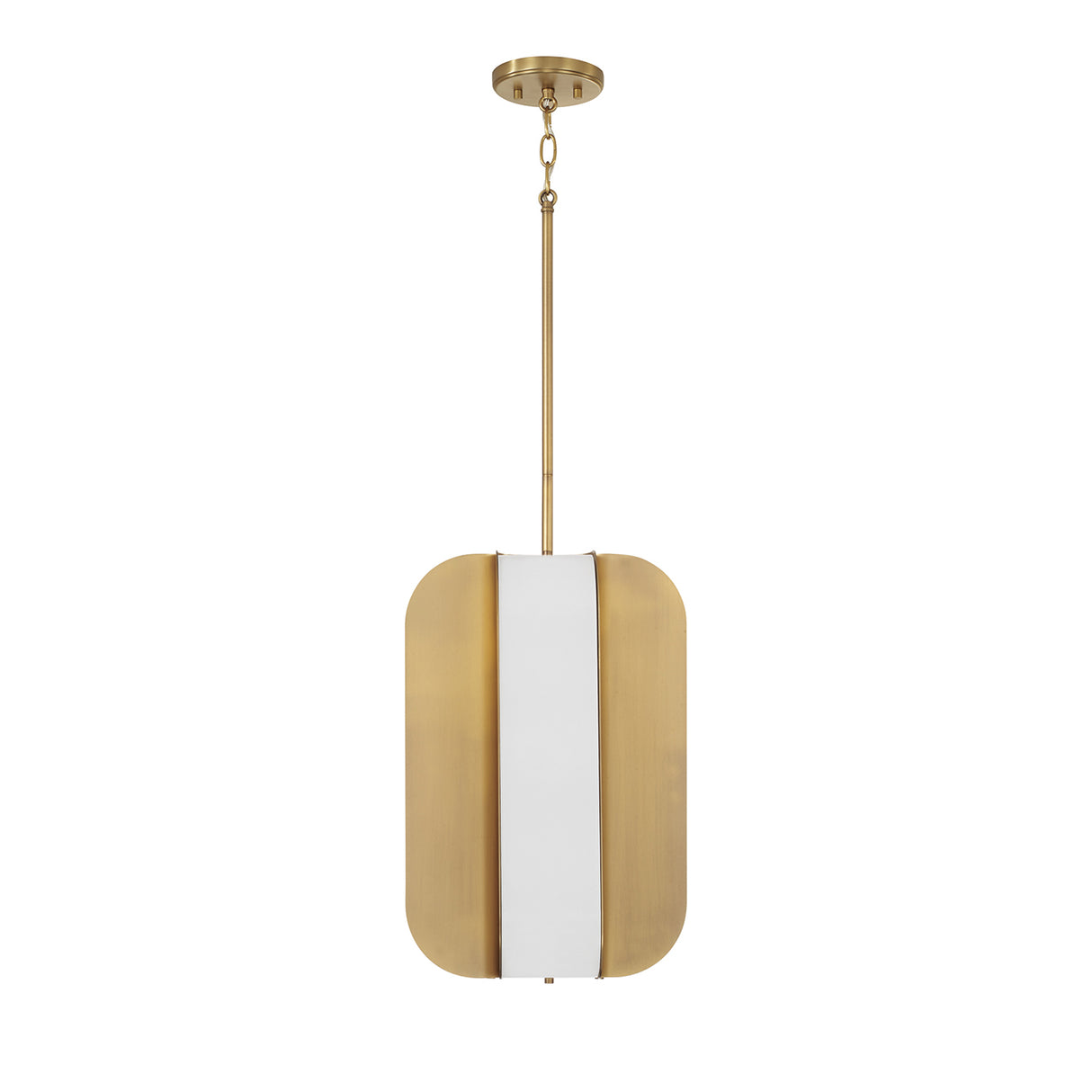 Cian LED Pendant 12", Aged Brass and Milk Glass