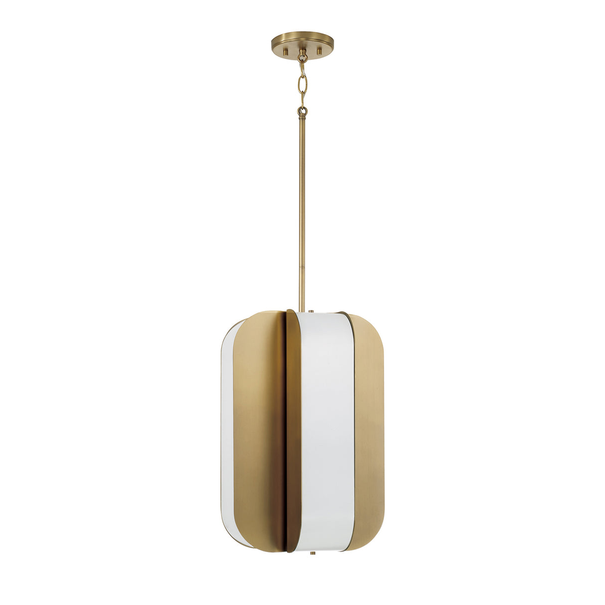 Cian LED Pendant 12", Aged Brass and Milk Glass