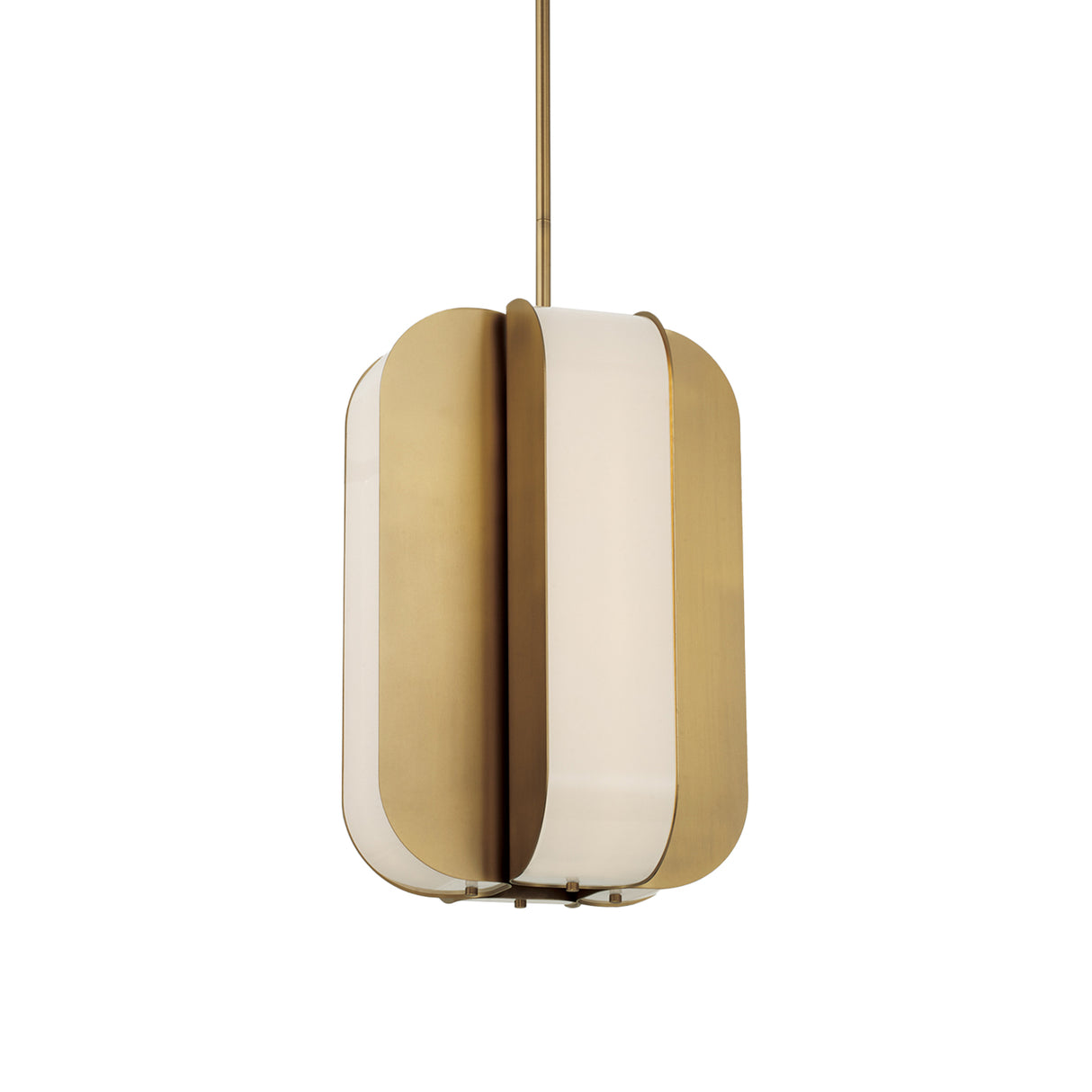 Cian LED Pendant 12", Aged Brass and Milk Glass