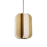 Cian LED Pendant 12", Aged Brass and Milk Glass