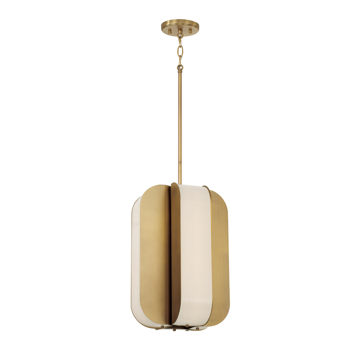 Cian LED Pendant 12", Aged Brass and Milk Glass