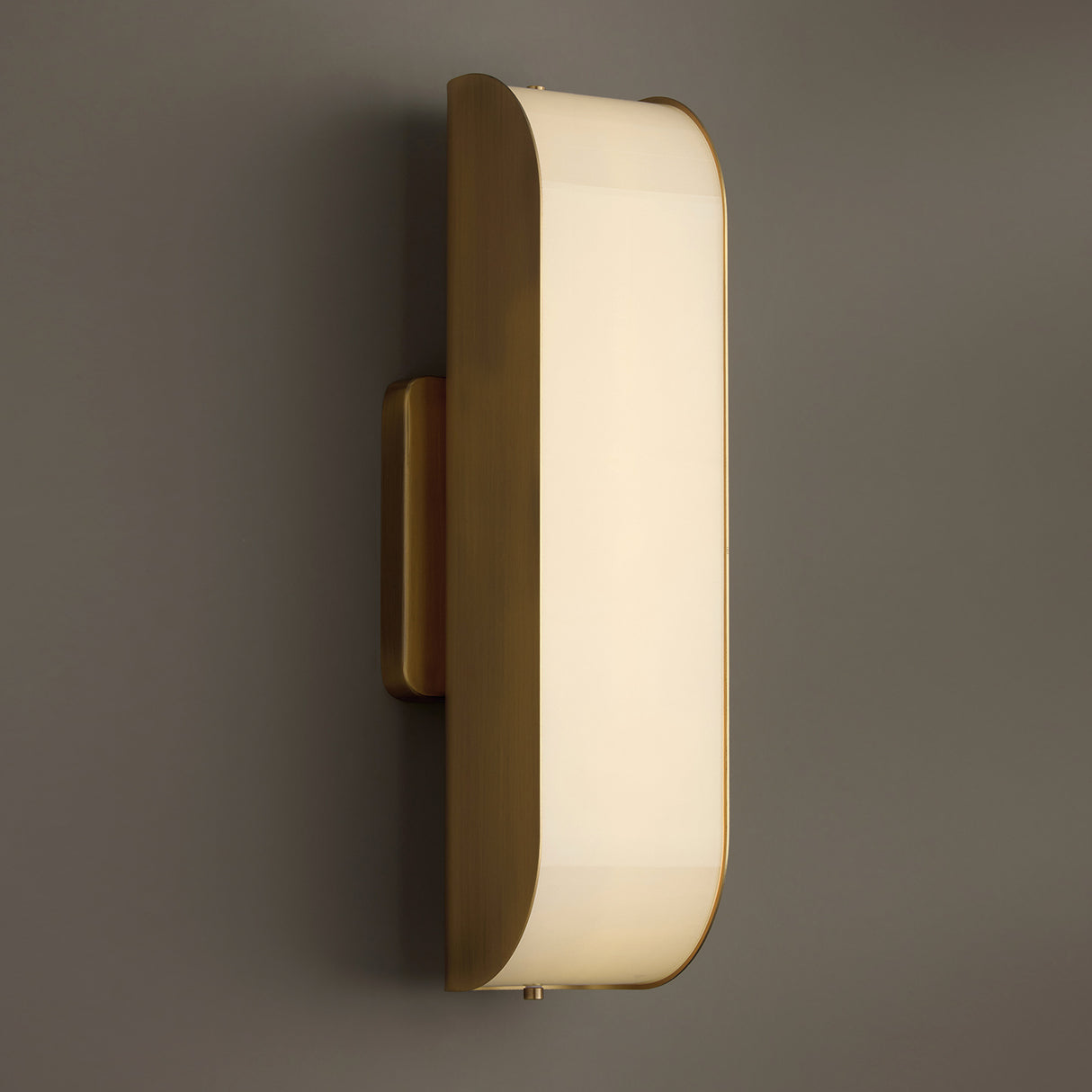 Cian LED Wall Sconce 18", Aged Brass and Milk Glass
