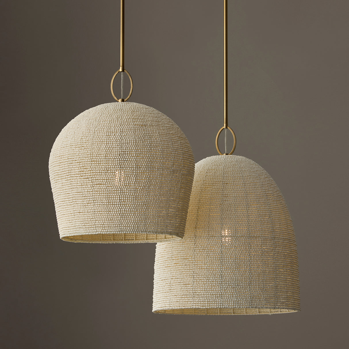 Camiri Large Pendant 18", Aged Brass and Ivory