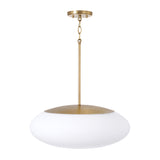 Evora Pendant 20", Aged Brass and Opal Glass
