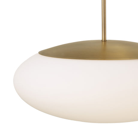 Evora Pendant 20", Aged Brass and Opal Glass