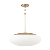 Evora Pendant 20", Aged Brass and Opal Glass