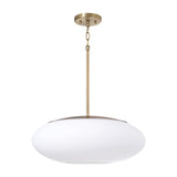 Evora Pendant 20", Aged Brass and Opal Glass