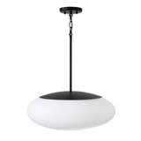 Evora Pendant 20", Matte Black and Opal Glass