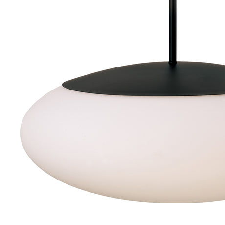 Evora Pendant 20", Matte Black and Opal Glass