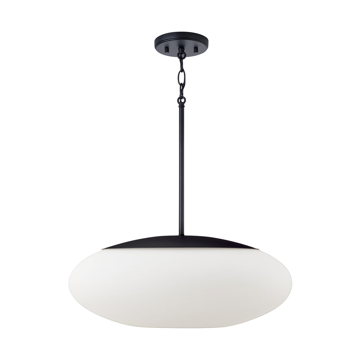 Evora Pendant 20", Matte Black and Opal Glass