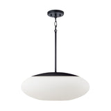 Evora Pendant 20", Matte Black and Opal Glass