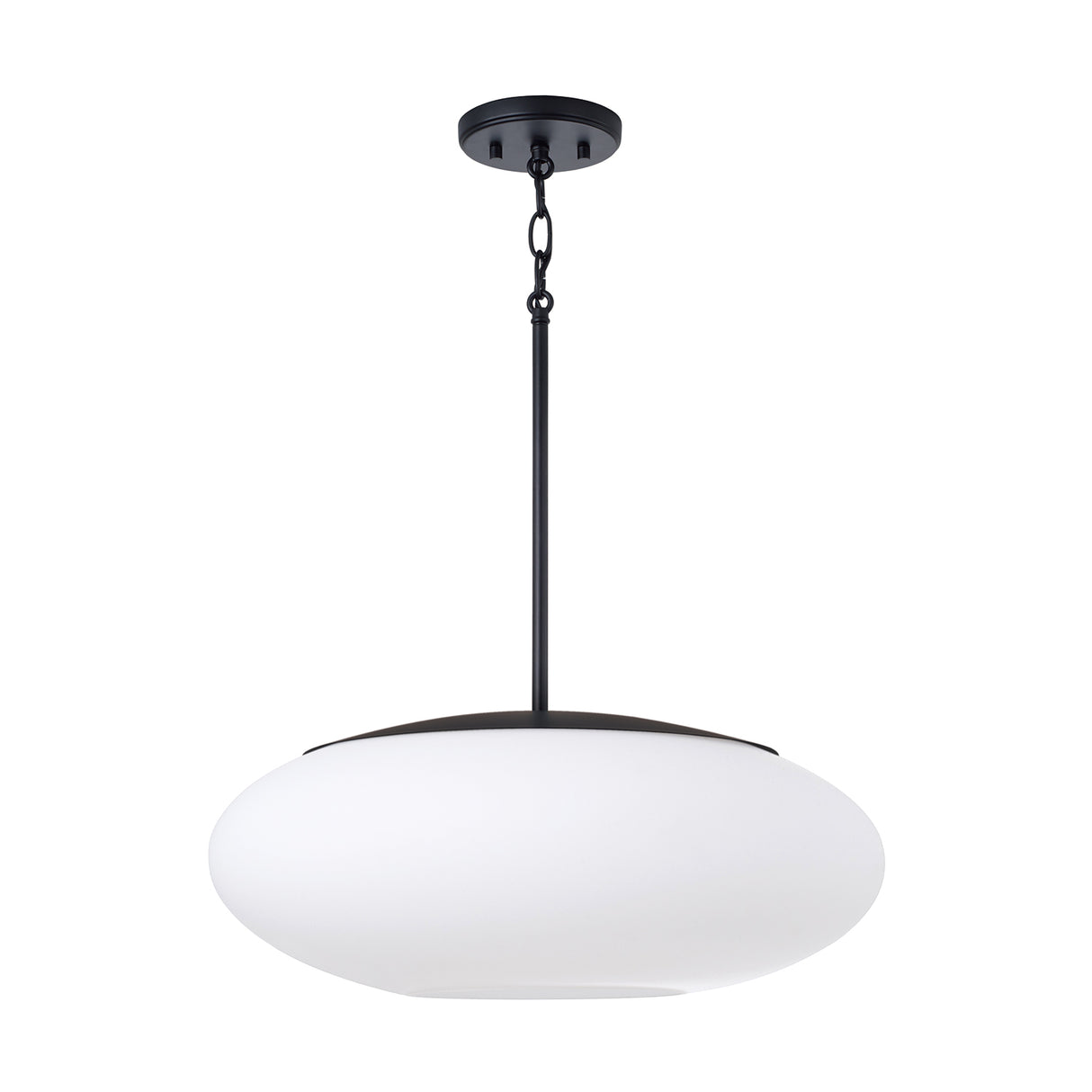 Evora Pendant 20", Matte Black and Opal Glass