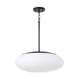 Evora Pendant 20", Matte Black and Opal Glass