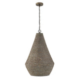 Esmara Pendant 20", Gray Wash Wooden Beads and Dark Matte Brass