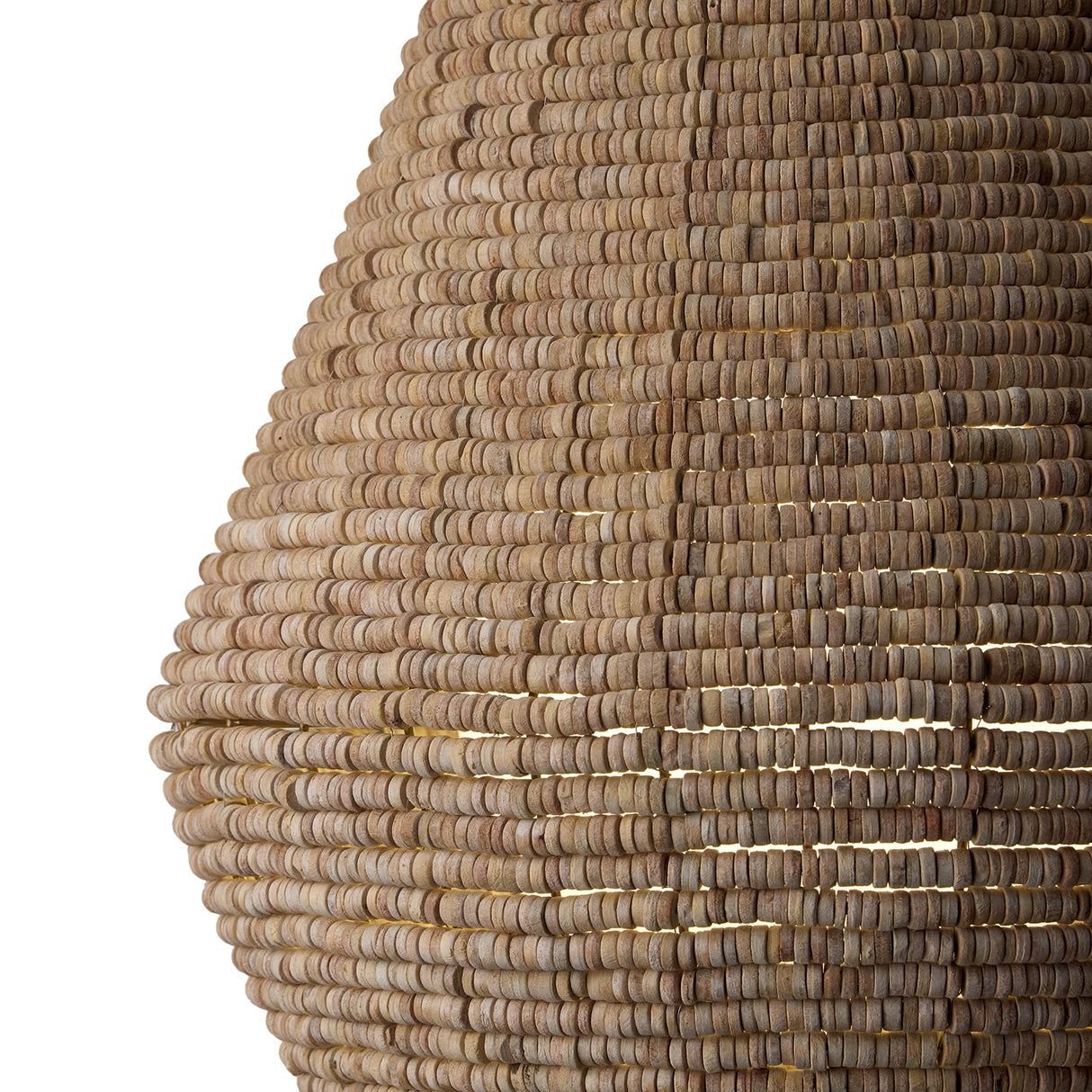 Esmara Pendant 20", Natural Wooden Beads and Matte Brass