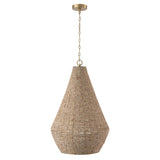Esmara Pendant 20", Natural Wooden Beads and Matte Brass