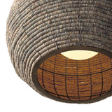 Esmara Pendant 24", Gray Wash Wooden Beads and Dark Matte Brass