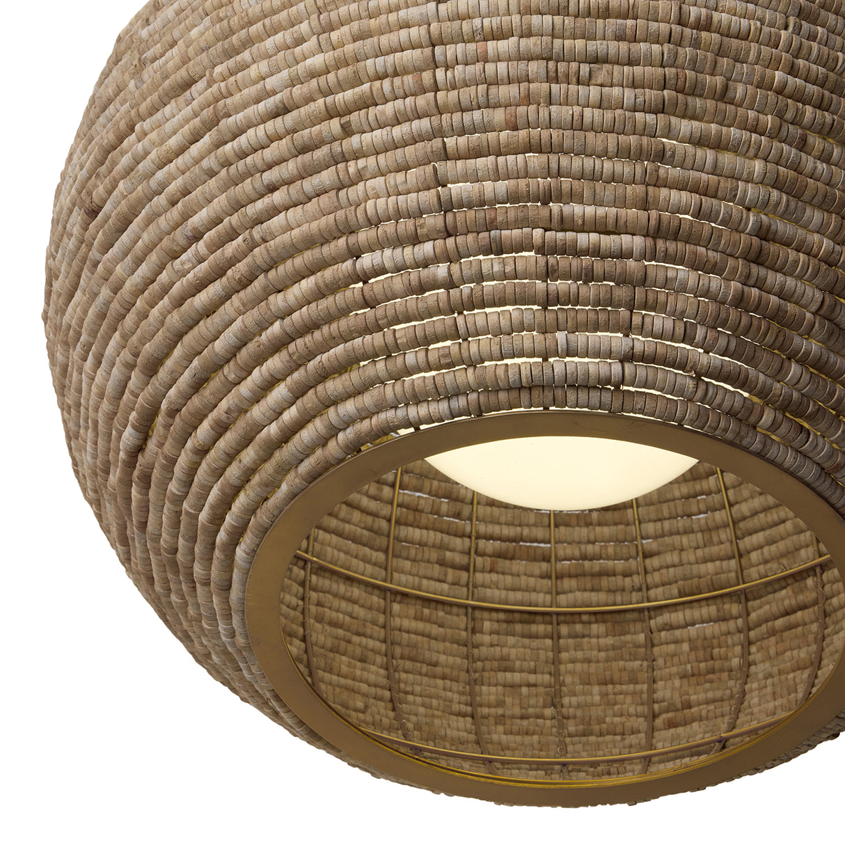 Esmara Pendant 24", Natural Wooden Beads and Matte Brass