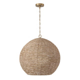 Esmara Pendant 24", Natural Wooden Beads and Matte Brass