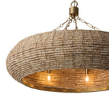 Esmara Chandelier 35", Natural Wooden Beads and Matte Brass
