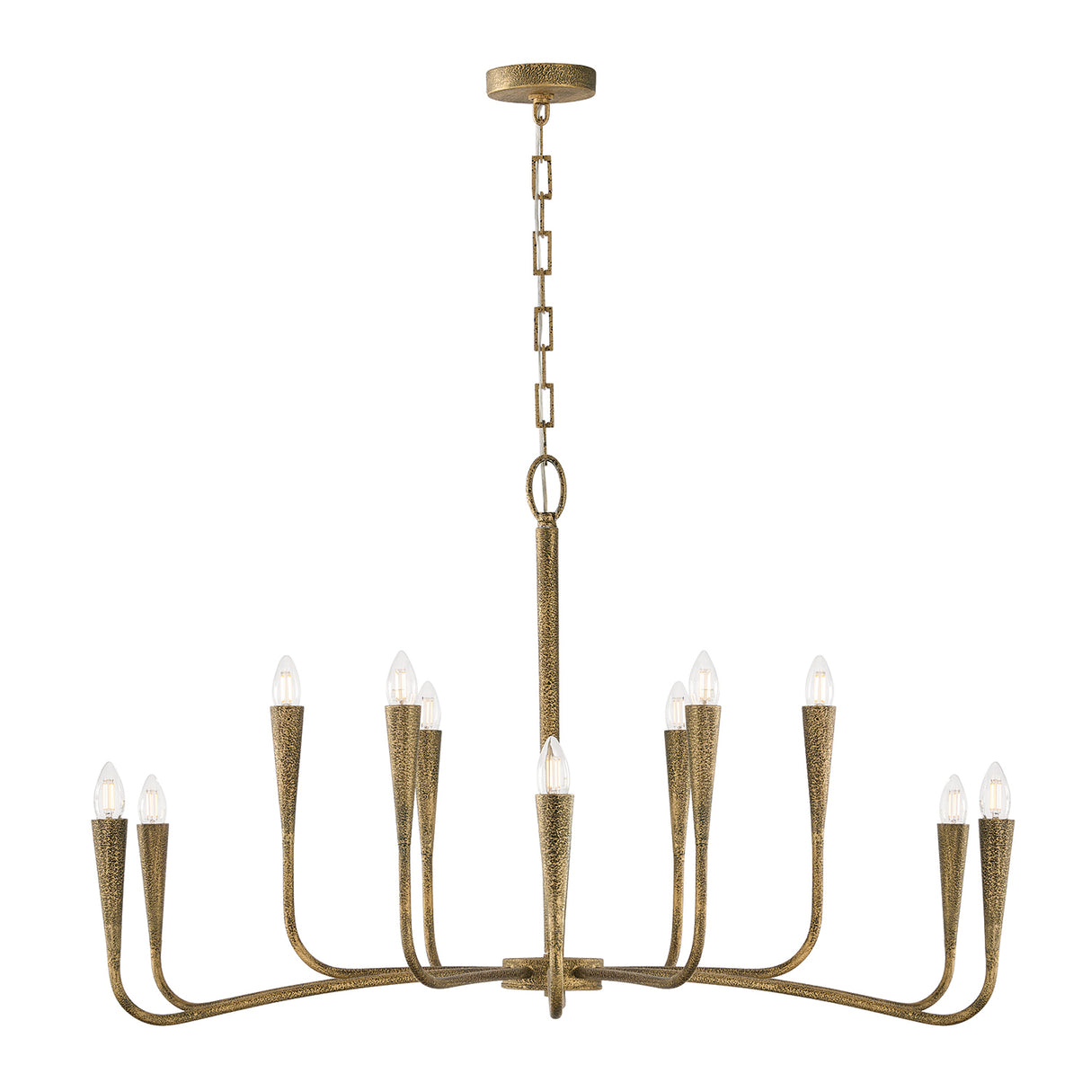 Myra 12 Light Chandelier 46", Artisan Brass