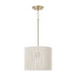Malou Drum Pendant 12", Natural Rope and Matte Brass, front view showing matte brass canopy, chain, rod, and drum rope shade