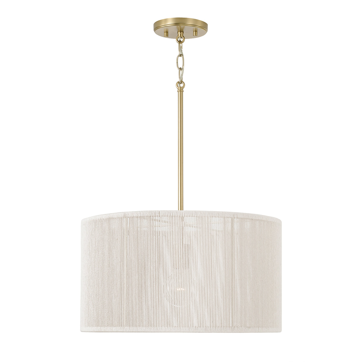 Malou Drum Pendant 18", Natural Rope and Matte Brass