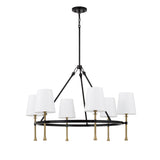 Gerald 6 Light Chandelier 35", Matte Black and Hammered Brass