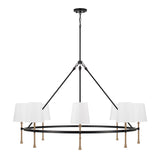Gerald 8 Light Chandelier 48", Matte Black and Hammered Brass