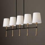 Gerald Linear Chandelier 48", Matte Black and Hammered Brass