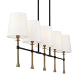 Gerald Linear Chandelier 48", Matte Black and Hammered Brass