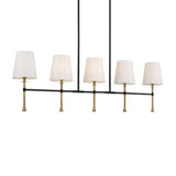 Gerald Linear Chandelier 48", Matte Black and Hammered Brass