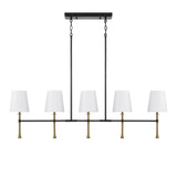 Gerald Linear Chandelier 48", Matte Black and Hammered Brass